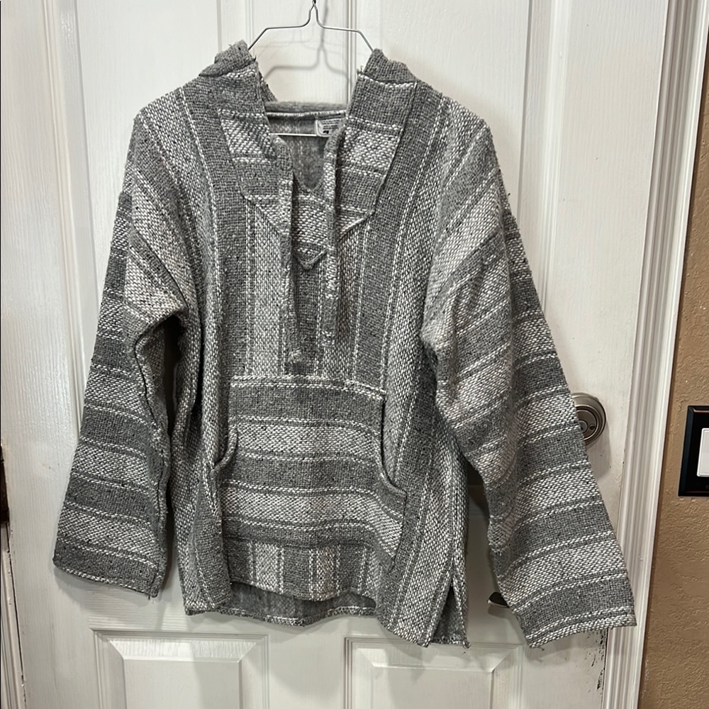 Baja Mexican Gray Striped Women's Sweater
